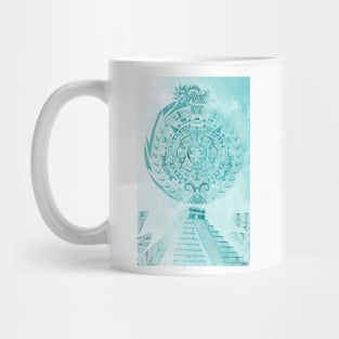 quetzalcoatl and the aztec calendar in teotihuacan ecopop mexican patterns Mug